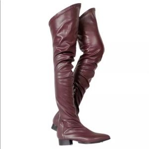 Thigh high over the knee stretch boots maroon
